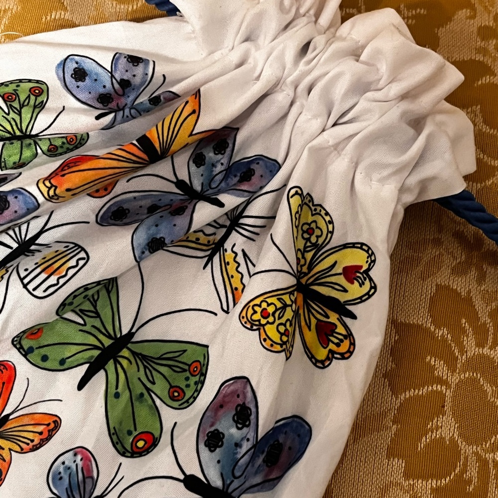 Butterflies Brighton silky drawstring jewelry bag, intimates satchel